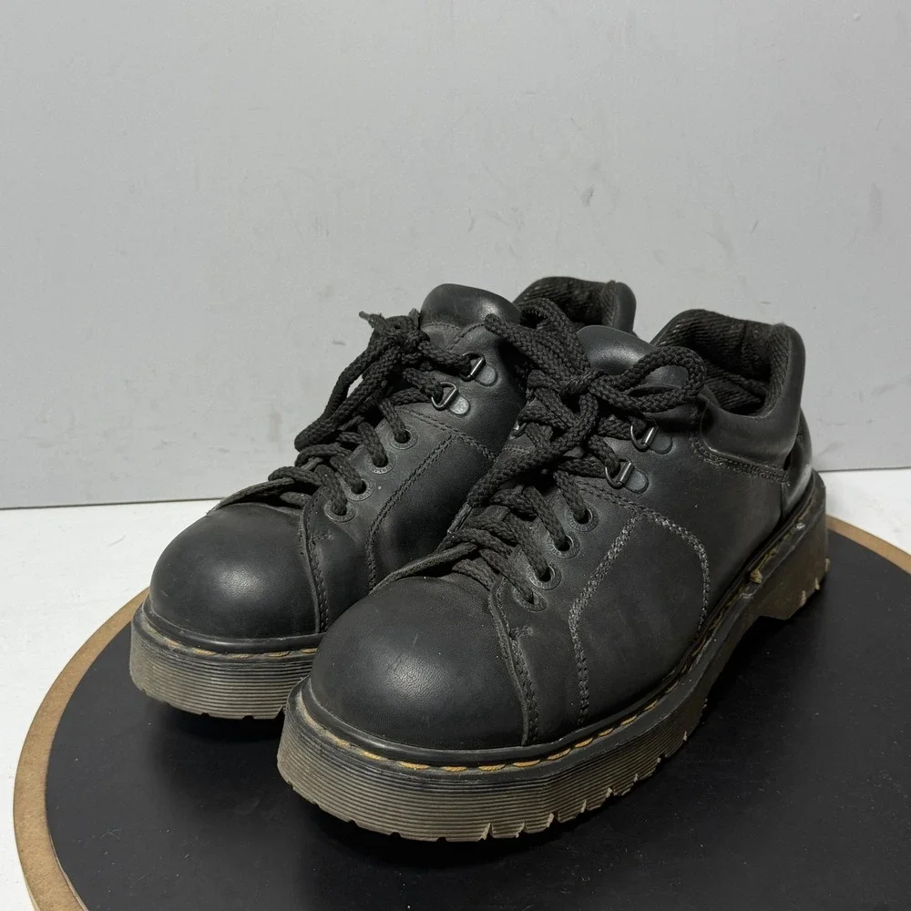 Vintage Dr. Martens Shoes Mens Size 8 Black Leather Chunky Made In England 90s